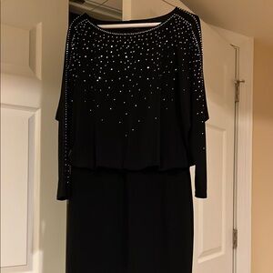 White House Black Market Sparkling Black Long Sleeve Dress